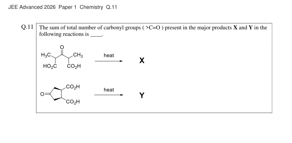 JEE Advanced 2026 Paper 1 Chemistry question 11