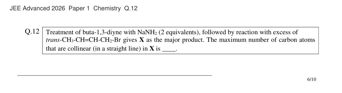JEE Advanced 2026 Paper 1 Chemistry question 12