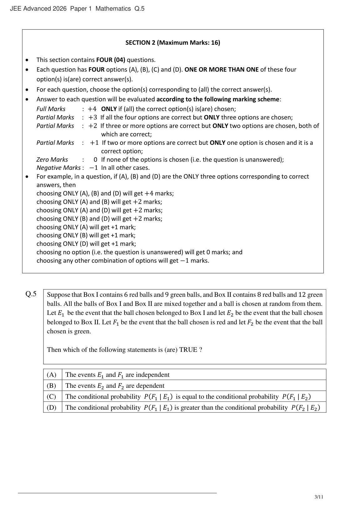 JEE Advanced 2026 Paper 1 Mathematics question 5