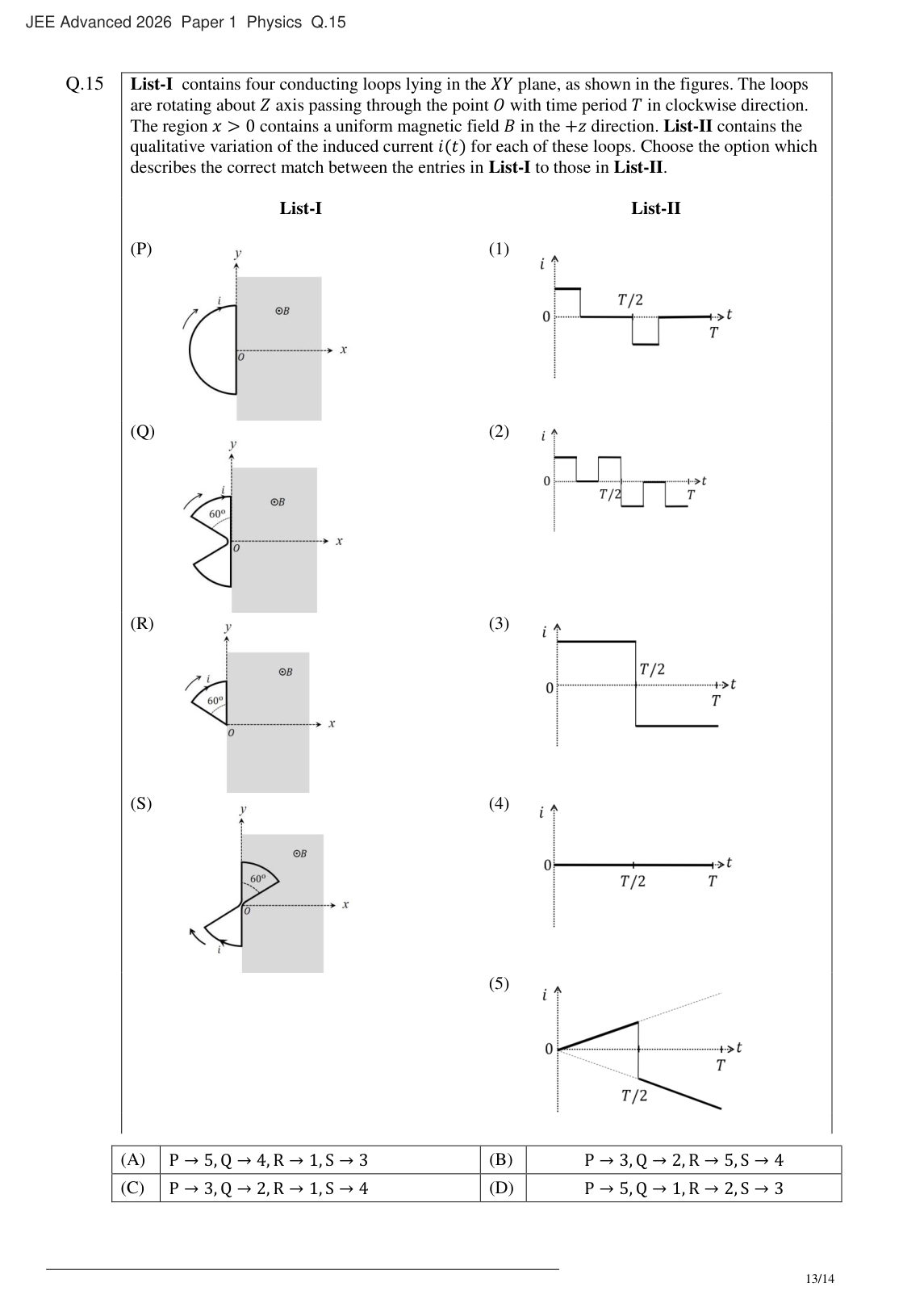 JEE Advanced 2026 Paper 1 Physics question 15