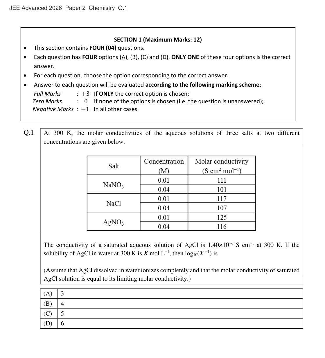 JEE Advanced 2026 Paper 2 Chemistry question 1