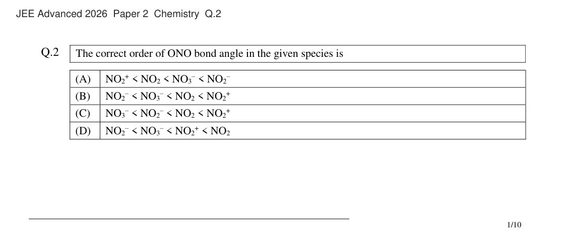 JEE Advanced 2026 Paper 2 Chemistry question 2