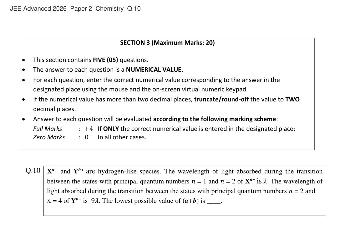 JEE Advanced 2026 Paper 2 Chemistry question 10
