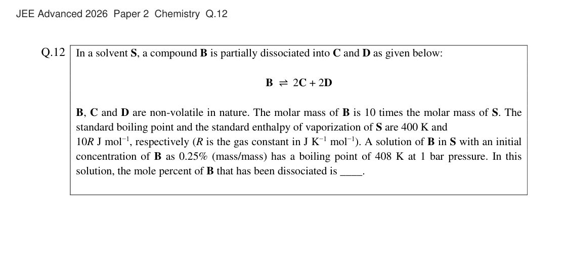 JEE Advanced 2026 Paper 2 Chemistry question 12