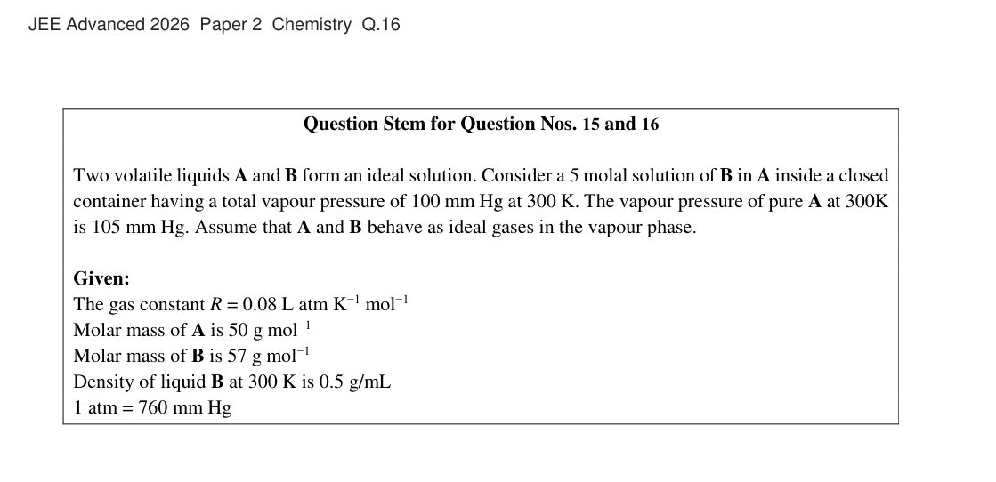 JEE Advanced 2026 Paper 2 Chemistry question 16, page 1
