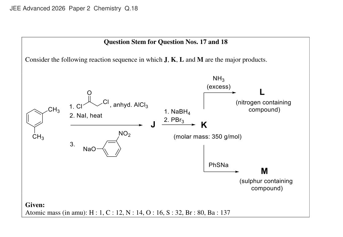 JEE Advanced 2026 Paper 2 Chemistry question 18, page 1