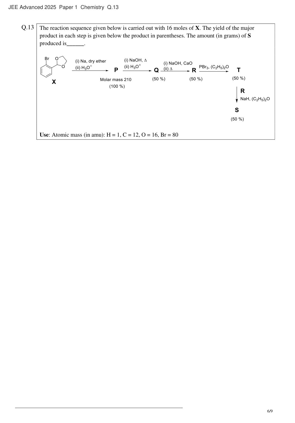 JEE Advanced 2025 Paper 1 Chemistry question 13