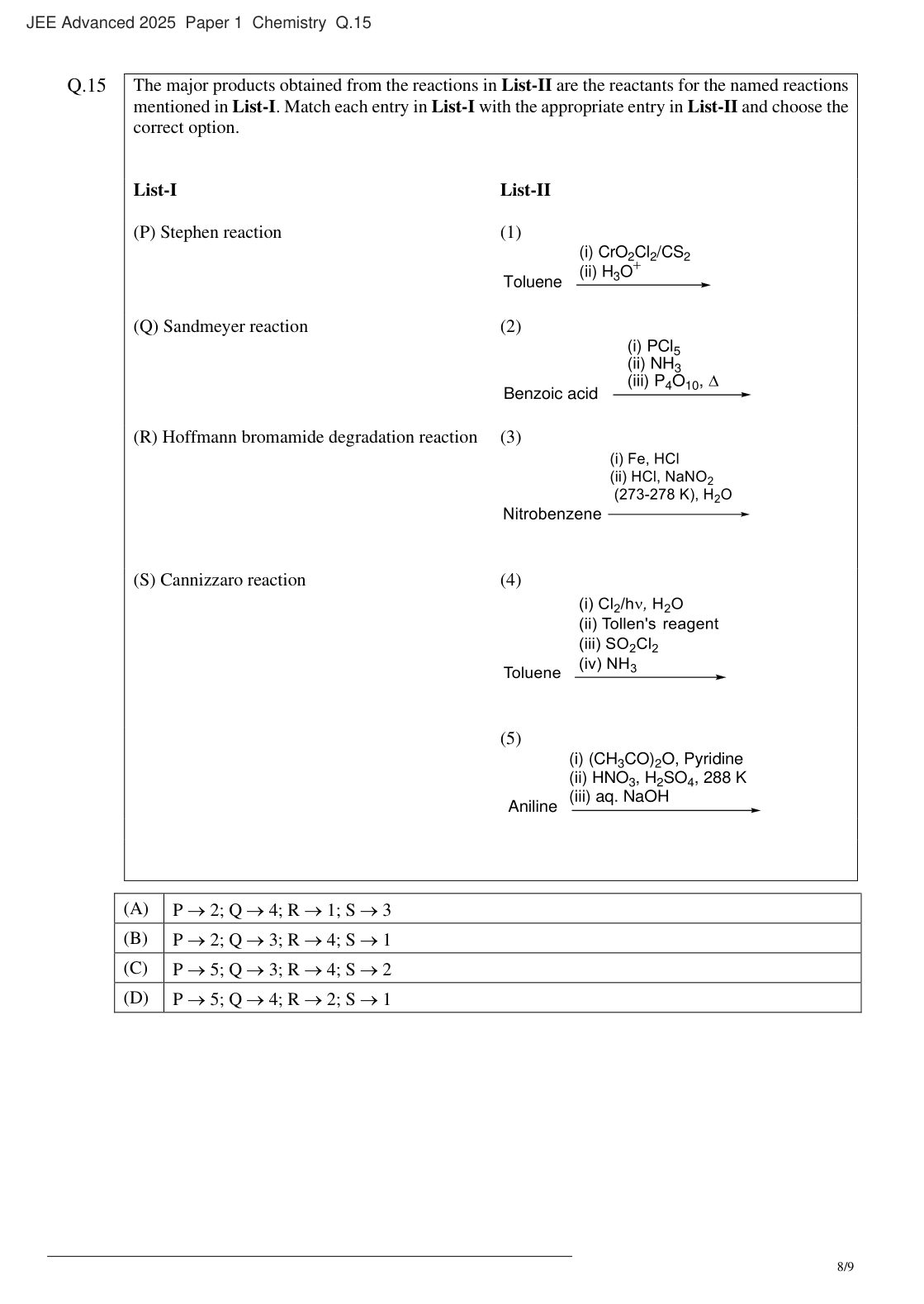 JEE Advanced 2025 Paper 1 Chemistry question 15