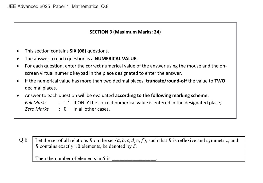 JEE Advanced 2025 Paper 1 Mathematics question 8