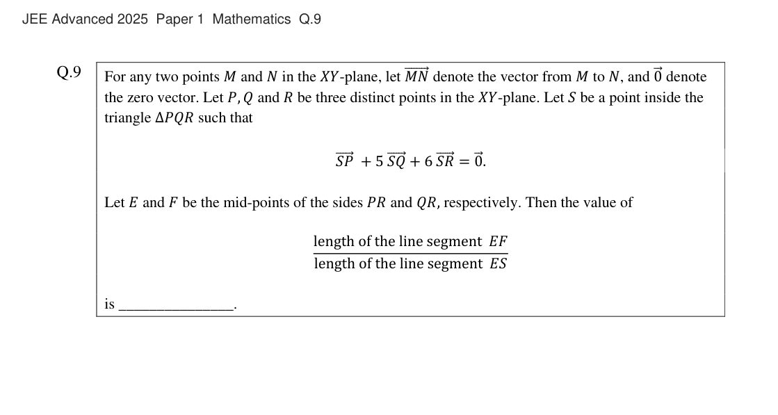 JEE Advanced 2025 Paper 1 Mathematics question 9