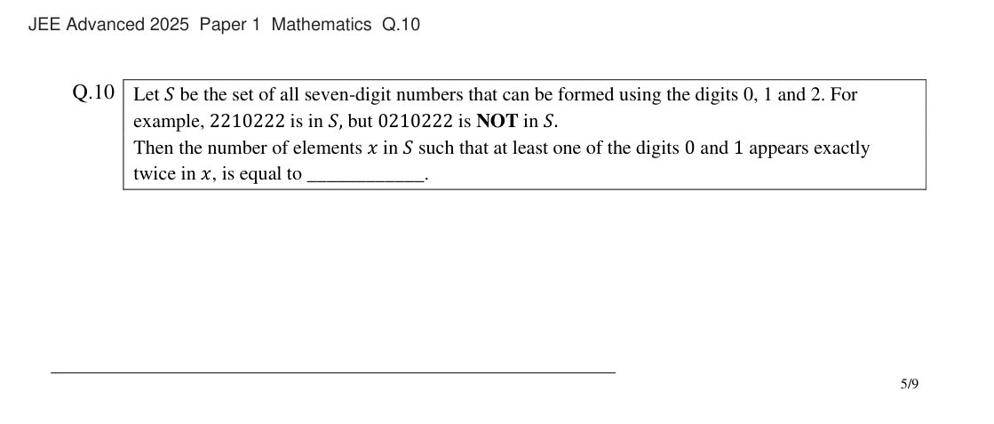 JEE Advanced 2025 Paper 1 Mathematics question 10