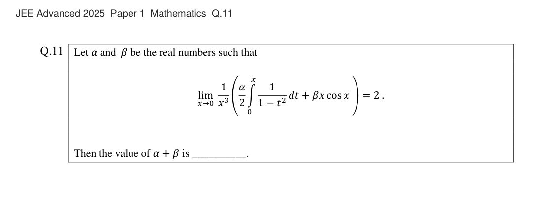 JEE Advanced 2025 Paper 1 Mathematics question 11