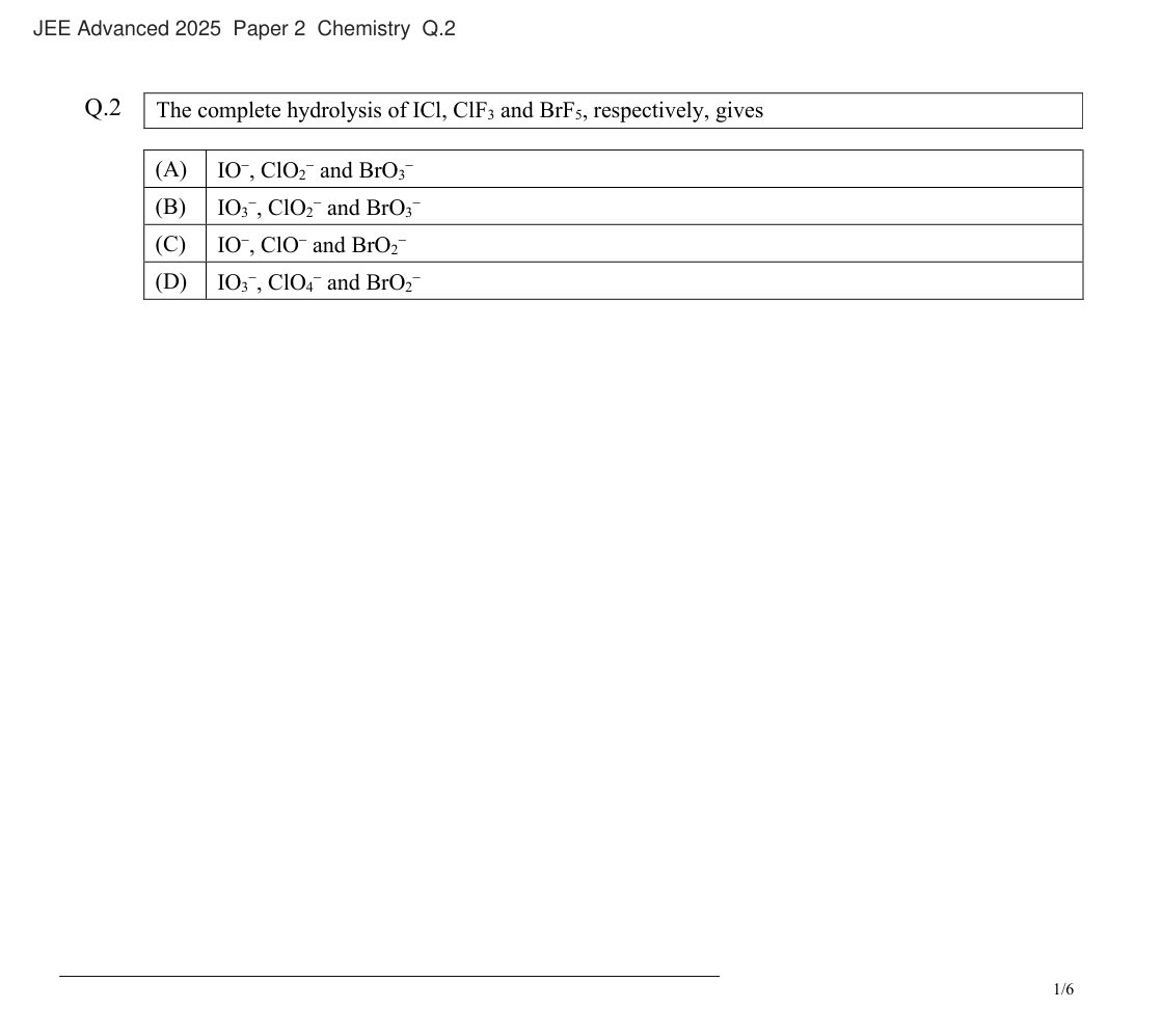JEE Advanced 2025 Paper 2 Chemistry question 2