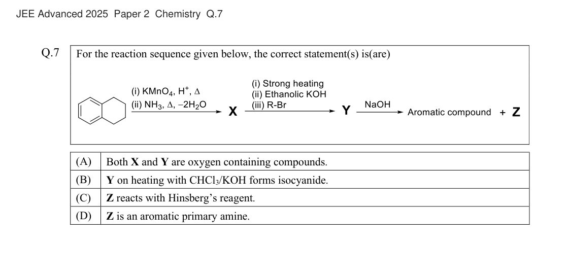 JEE Advanced 2025 Paper 2 Chemistry question 7