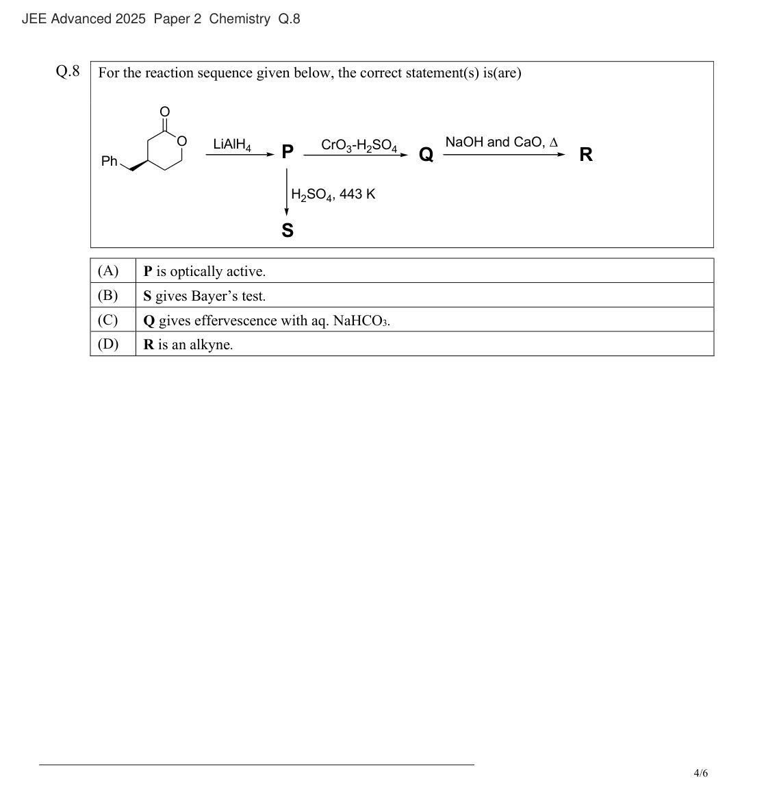 JEE Advanced 2025 Paper 2 Chemistry question 8