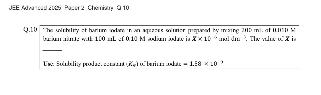 JEE Advanced 2025 Paper 2 Chemistry question 10
