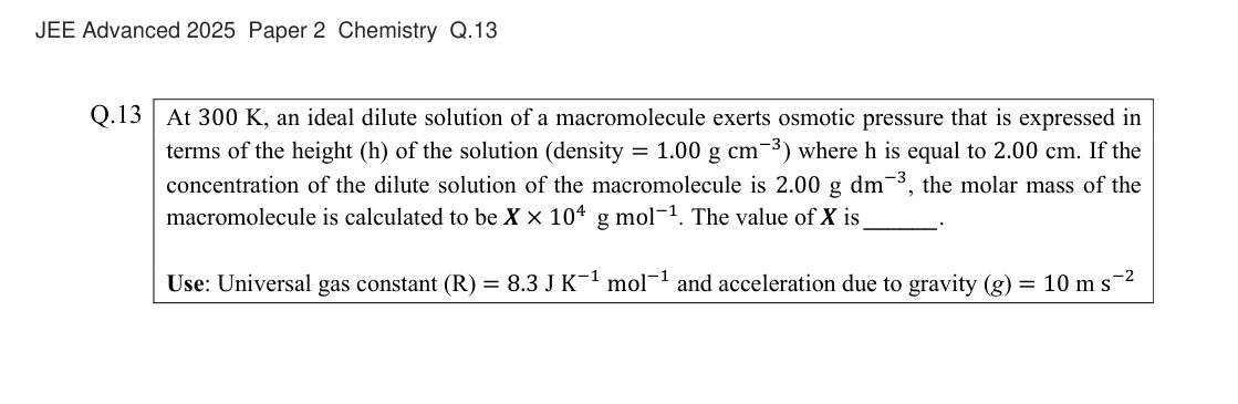 JEE Advanced 2025 Paper 2 Chemistry question 13